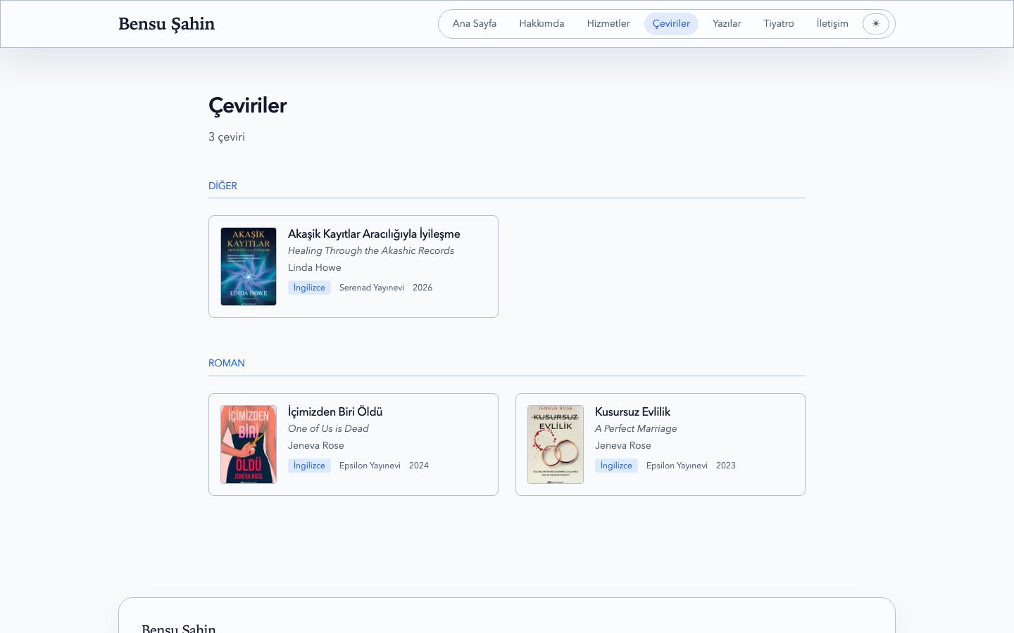 Bensu Şahin translations page