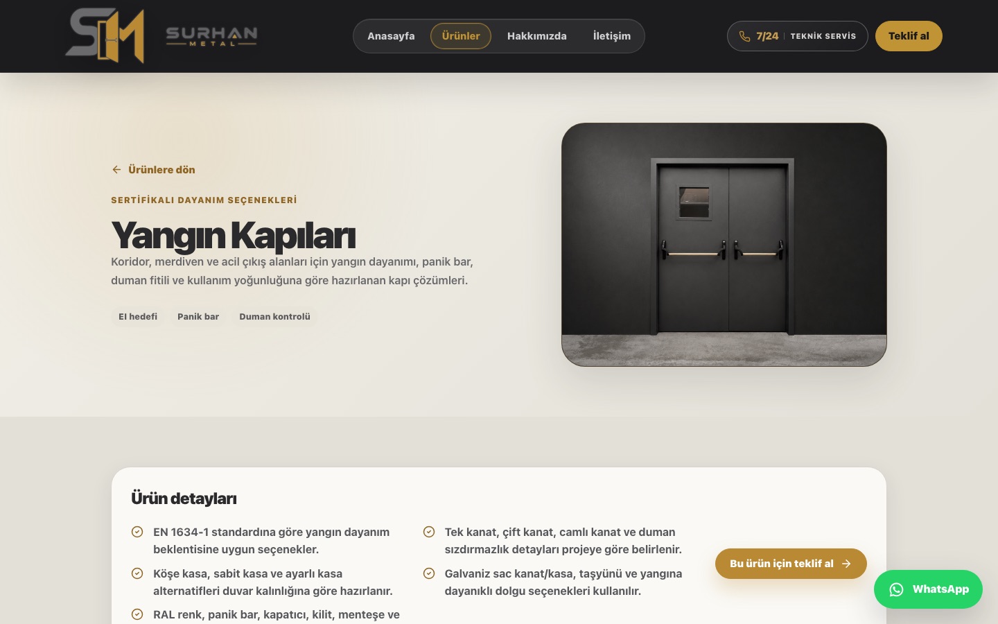 Surhan Metal fire doors product page